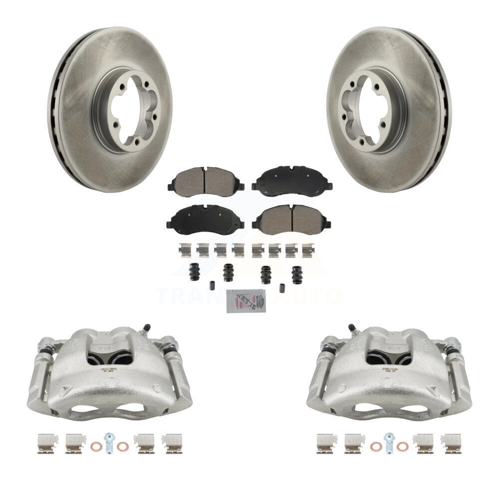 Front Disc Brake Caliper Coated Rotors And Semi-Metallic Pad Kit For Ford Transit-350 HD KCG-100286N