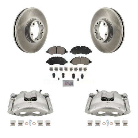 Front Disc Brake Caliper Coated Rotors And Semi-Metallic Pad Kit For Ford Transit-350 HD KCG-100286N