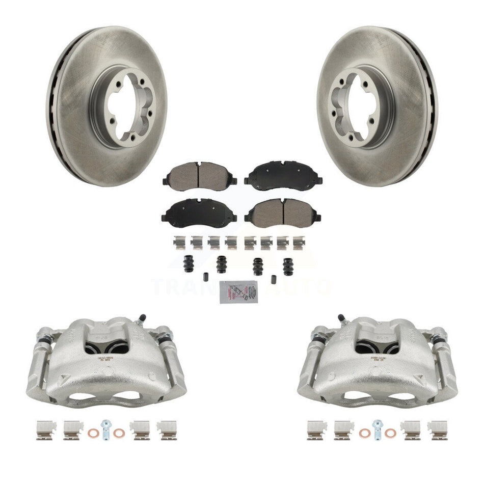 Front Disc Brake Caliper Coated Rotors And Semi-Metallic Pad Kit For Ford Transit-350 HD KCG-100286N