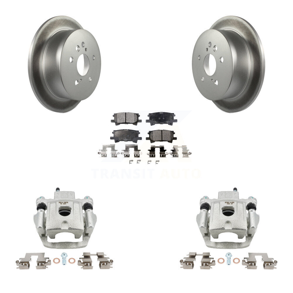 Rear Brake Caliper Coat Rotors & Ceramic Pad Kit For Lexus RX350 RX330 Toyota Highlander KCG-100286T