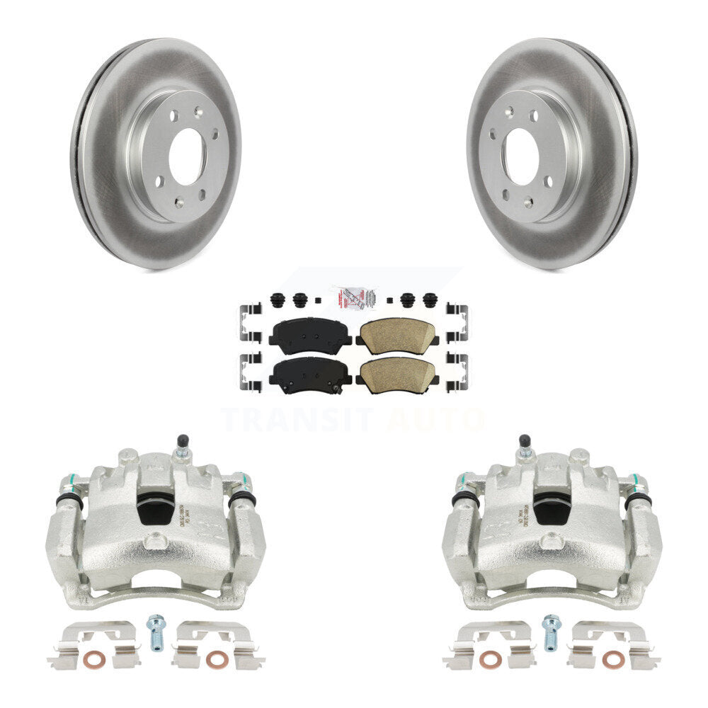 Front Disc Brake Caliper Coated Rotors And Ceramic Pads Kit For Hyundai Accent Kia Rio KCG-100287N by Transit Auto