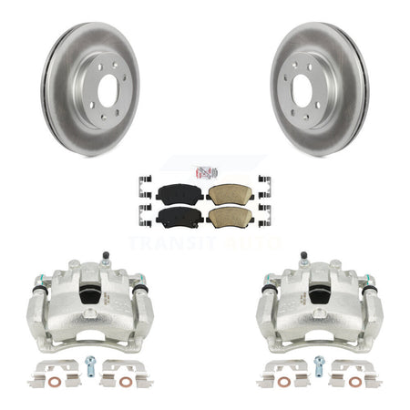 Front Disc Brake Caliper Coated Rotors And Ceramic Pads Kit For Hyundai Accent Kia Rio KCG-100288N by Transit Auto