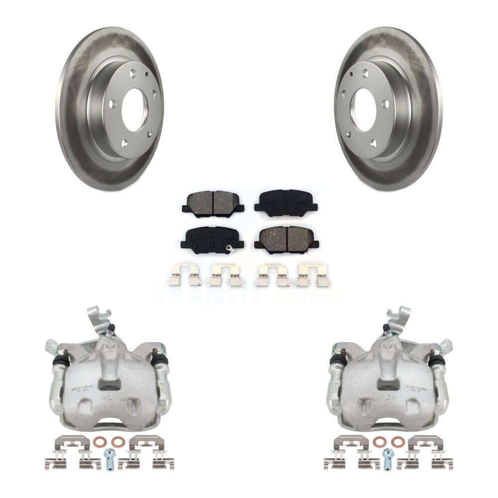 Rear Disc Brake Caliper Coated Rotors And Semi-Metallic Pads Kit For 2014-2016 Mazda 3 Sport Vehicles Manufactured In Mexico 2.5L KCG-100288S by Transit Auto