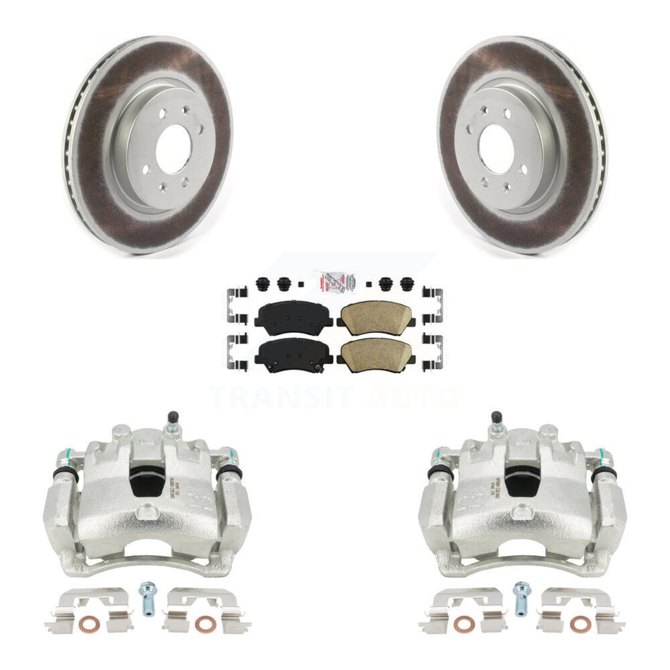 Front Disc Brake Caliper Coated Rotors And Ceramic Pads Kit For Kia Rio KCG-100289N