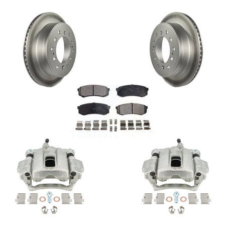 Rear Disc Brake Caliper Coated Rotors And Semi-Metallic Pads Kit For Toyota 4Runner Lexus GX460 KCG-100289P by Transit Auto