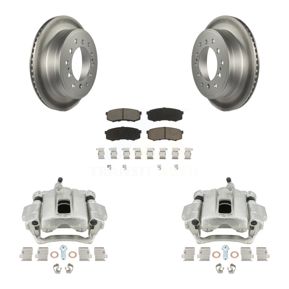 Rear Disc Brake Caliper Coated Rotors And Ceramic Pads Kit For Toyota 4Runner Lexus GX460 KCG-100290C by Transit Auto