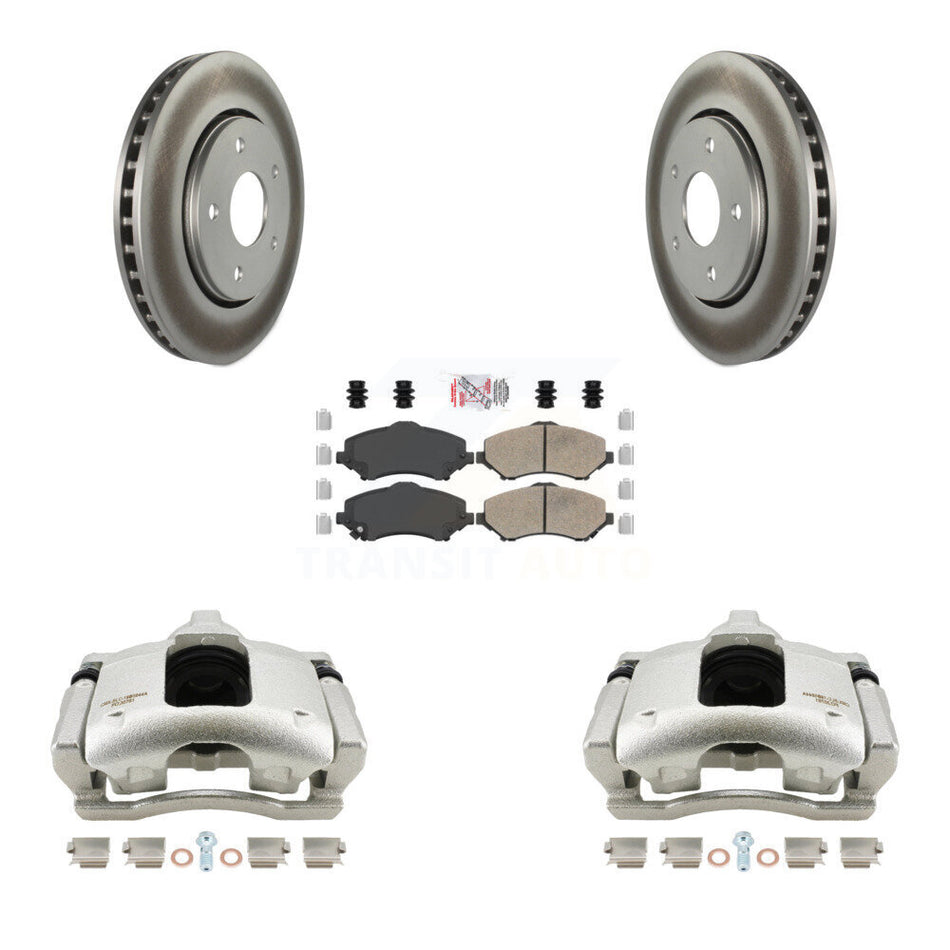 Front Disc Brake Caliper Coated Rotors And Ceramic Pads Kit For 2009-2011 Dodge Journey KCG-100291N