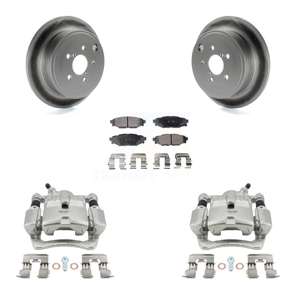 Rear Disc Brake Caliper Coat Rotor Semi-Metallic Pad Kit For Subaru Impreza Forester WRX KCG-100291P