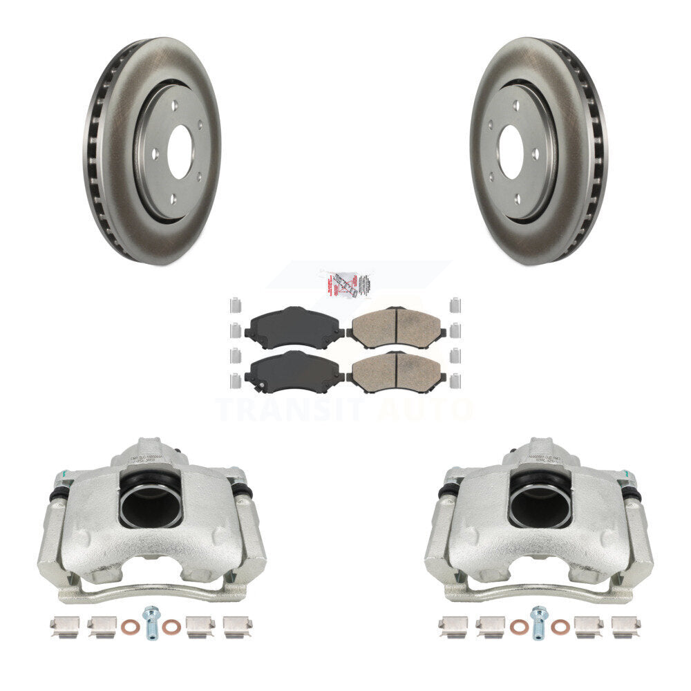 Front Disc Brake Caliper Coated Rotors And Ceramic Pads Kit For 2009-2011 Dodge Journey KCG-100292N by Transit Auto