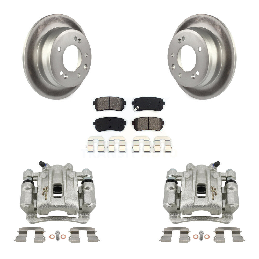 Rear Disc Brake Caliper Coated Rotors And Semi-Metallic Pads Kit For Hyundai Elantra KCG-100293S