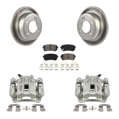 Rear Disc Brake Caliper Coated Rotors And Semi-Metallic Pads Kit For Hyundai Elantra KCG-100293S