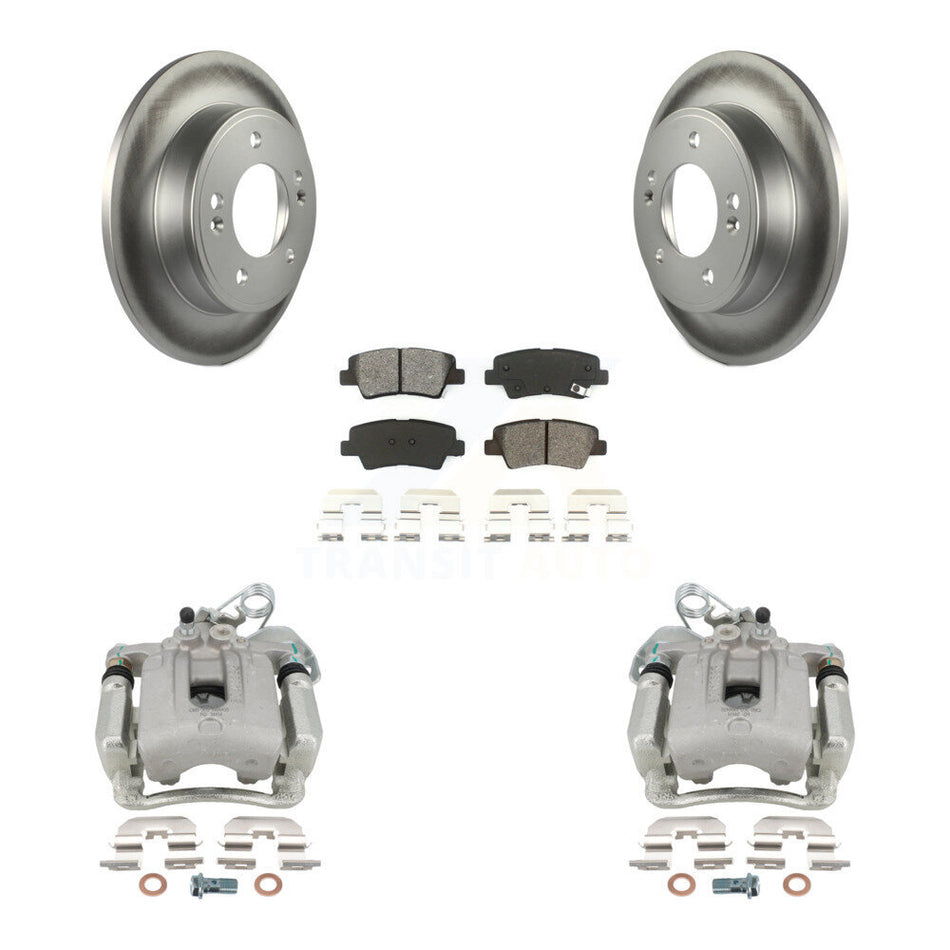 Rear Disc Brake Caliper Coated Rotors And Semi-Metallic Pads Kit For Hyundai Elantra Coupe KCG-100294S by Transit Auto