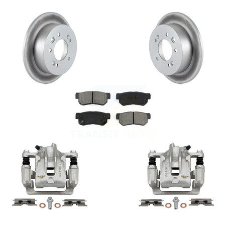 Rear Disc Brake Caliper Coated Rotors And Semi-Metallic Pads Kit For Hyundai Elantra KCG-100295S