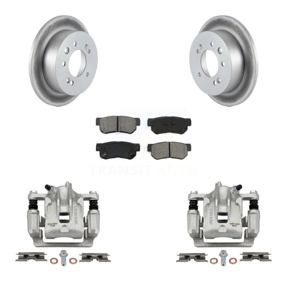 Rear Disc Brake Caliper Coated Rotors And Semi-Metallic Pads Kit For Hyundai Elantra KCG-100295S