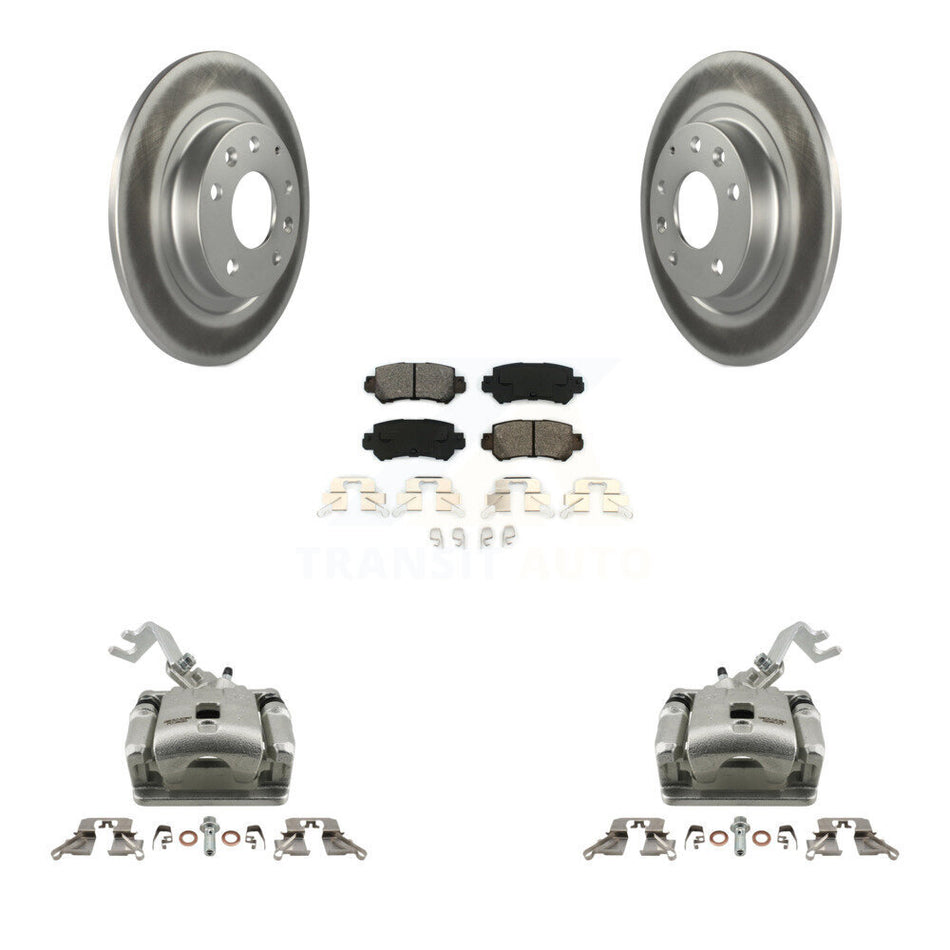 Rear Disc Brake Caliper Coated Rotors And Semi-Metallic Pad Kit For 2016-2018 Mazda CX-3 KCG-100296S