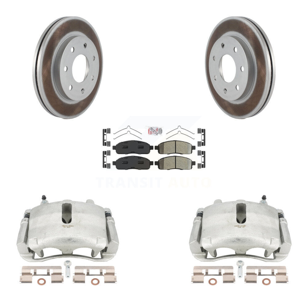 Front Disc Brake Caliper Coated Rotors And Semi-Metallic Pads Kit For Ford F-150 Lincoln Mark LT 4WD KCG-100299N by Transit Auto