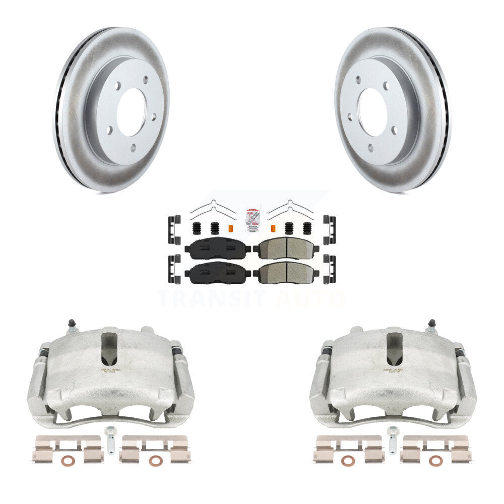 Front Disc Brake Caliper Coated Rotors And Semi-Metallic Pads Kit For 2004 Ford F-150 4WD With 5 Lug Wheels KCG-100300N by Transit Auto