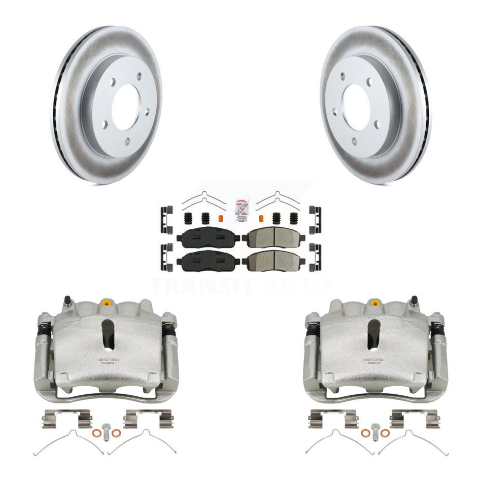 Front Disc Brake Caliper Coated Rotors And Semi-Metallic Pads Kit For 2004 Ford F-150 4WD With 5 Lug Wheels KCG-100300N