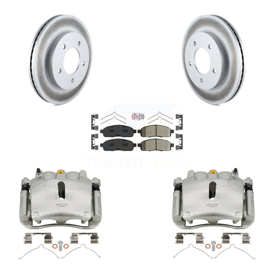 Front Disc Brake Caliper Coated Rotors And Semi-Metallic Pads Kit For 2004 Ford F-150 4WD With 5 Lug Wheels KCG-100301N
