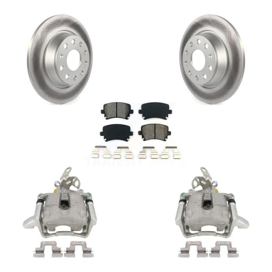 Rear Disc Brake Caliper Coated Rotors And Semi-Metallic Pads Kit For Volkswagen GTI Audi A3 Quattro With 282mm Diameter Rotor KCG-100301S