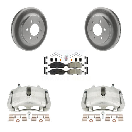 Front Disc Brake Caliper Coated Rotors And Semi-Metallic Pads Kit For Ford F-150 Lincoln Mark LT With 6 Lug Wheels 4WD KCG-100302N by Transit Auto