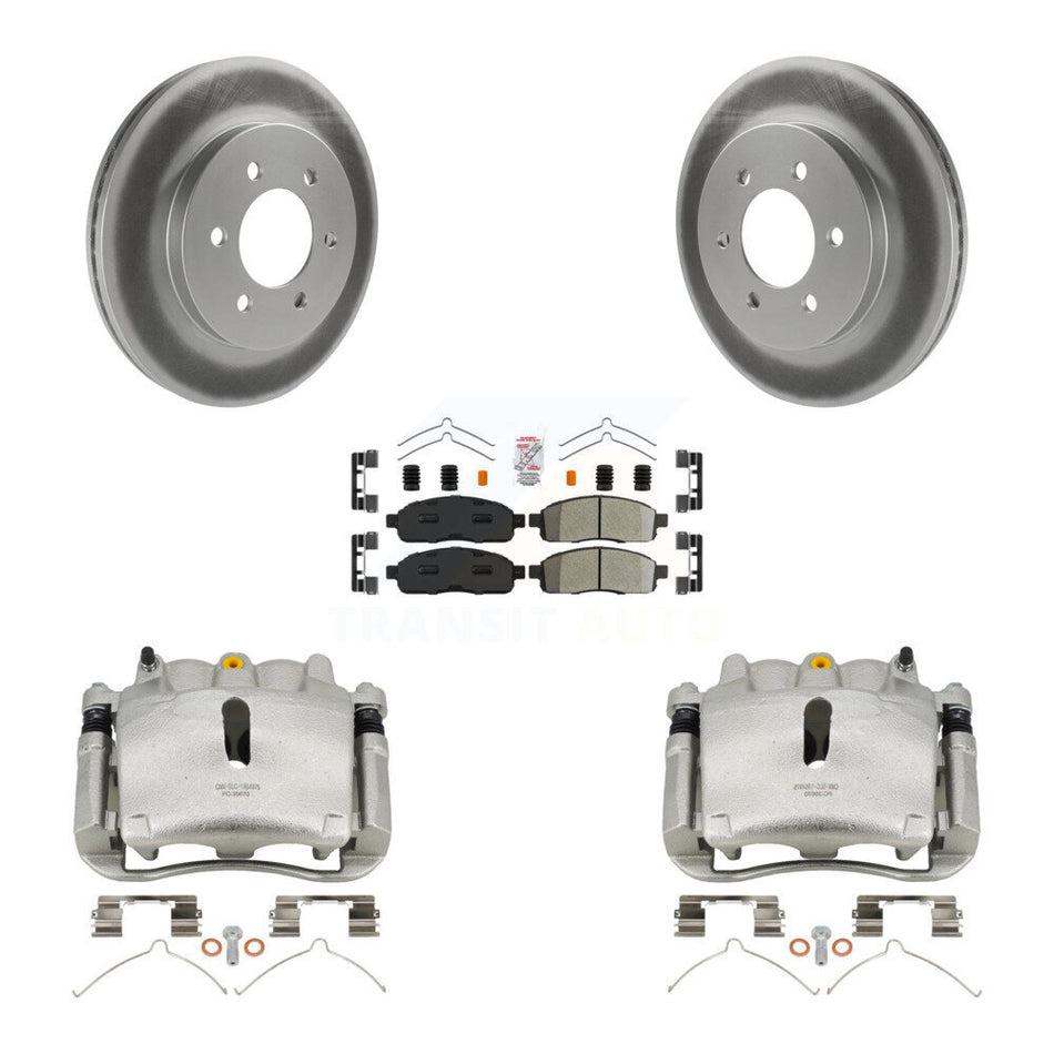 Front Disc Brake Caliper Coated Rotors And Semi-Metallic Pads Kit For Ford F-150 Lincoln Mark LT With 6 Lug Wheels 4WD KCG-100302N