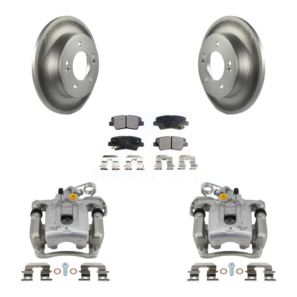 Rear Disc Brake Caliper Coated Rotors And Semi-Metallic Pads Kit For Hyundai Elantra Coupe KCG-100302P
