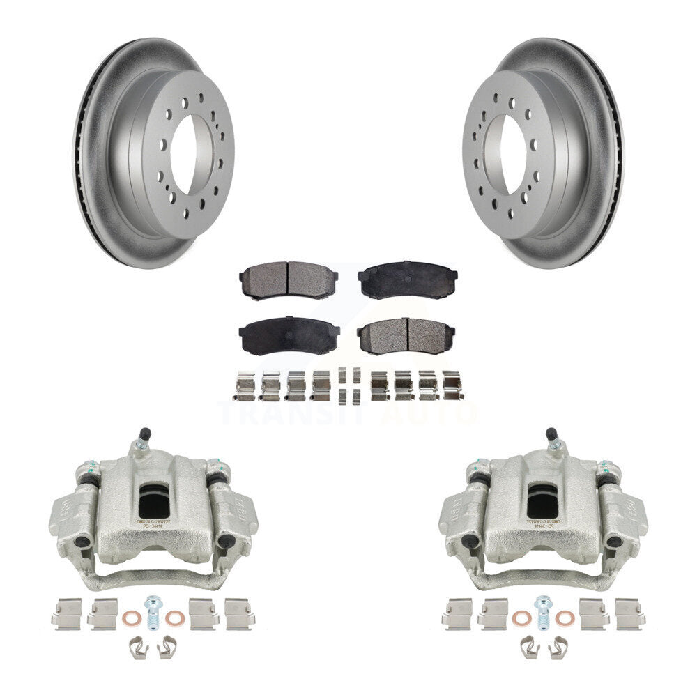 Rear Disc Brake Caliper Coated Rotors And Ceramic Pads Kit For Toyota 4Runner FJ Cruiser KCG-100302T by Transit Auto