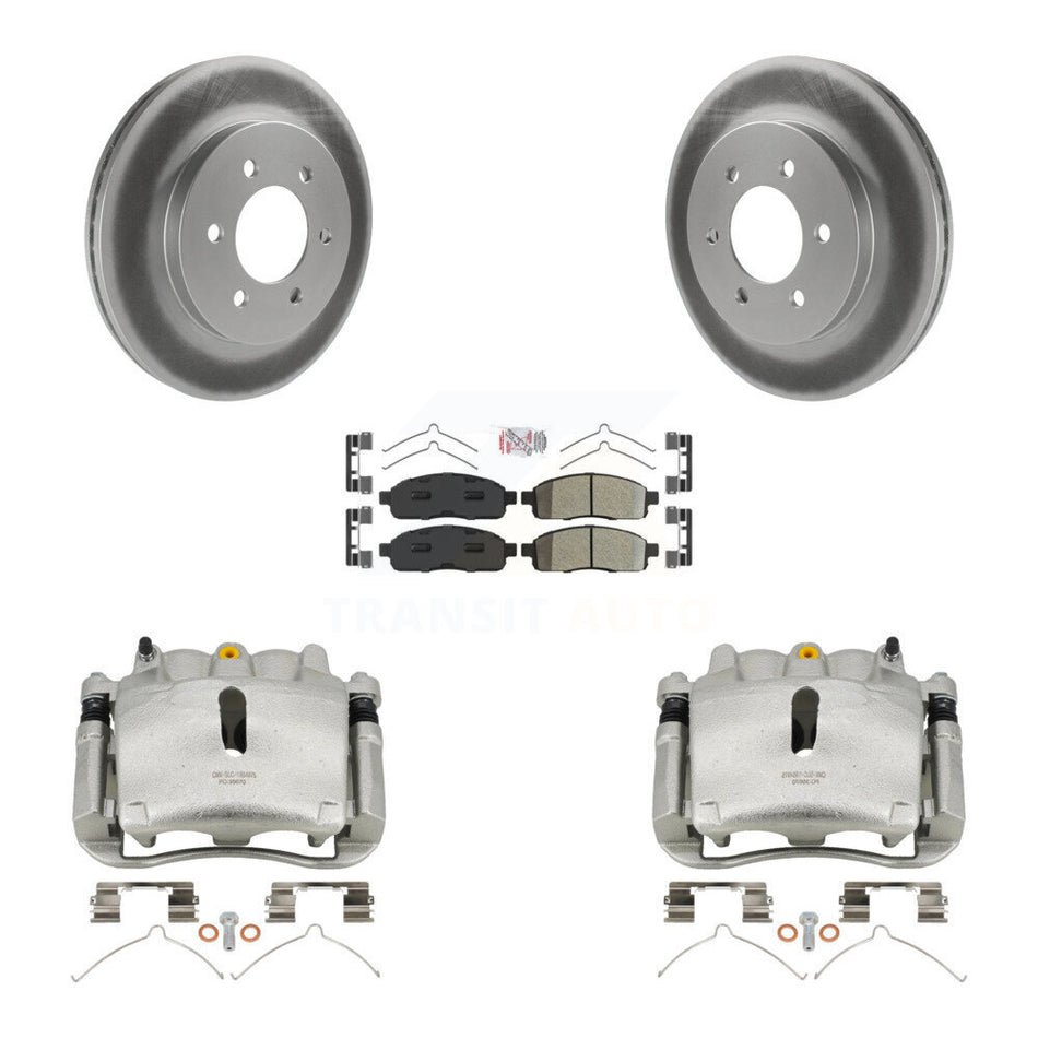Front Disc Brake Caliper Coated Rotors And Semi-Metallic Pads Kit For Ford F-150 Lincoln Mark LT With 6 Lug Wheels 4WD KCG-100303N