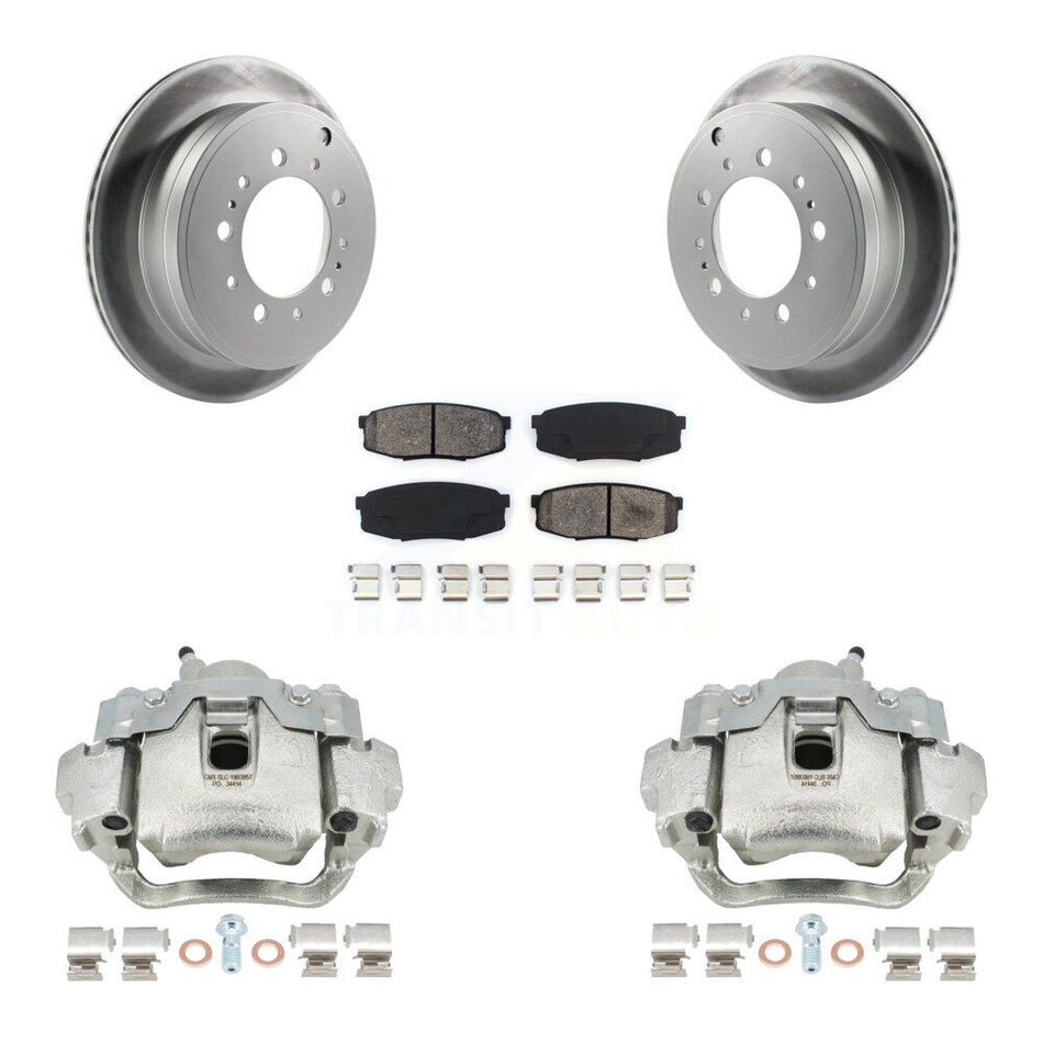 Rear Disc Brake Caliper Coated Rotors And Semi-Metallic Pads Kit For Lexus LX570 Toyota Land Cruiser KCG-100303S by Transit Auto