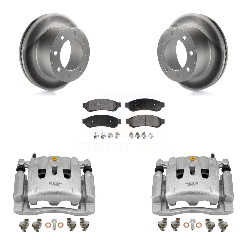 Rear Disc Brake Caliper Coated Rotor And Ceramic Pad Kit For Ford F-250 Super Duty F-350 KCG-100303T