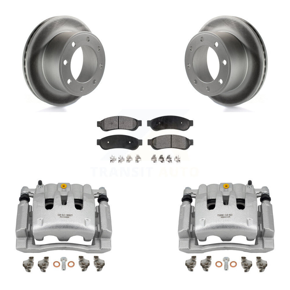 Rear Disc Brake Caliper Coated Rotor And Ceramic Pad Kit For Ford F-250 Super Duty F-350 KCG-100303T