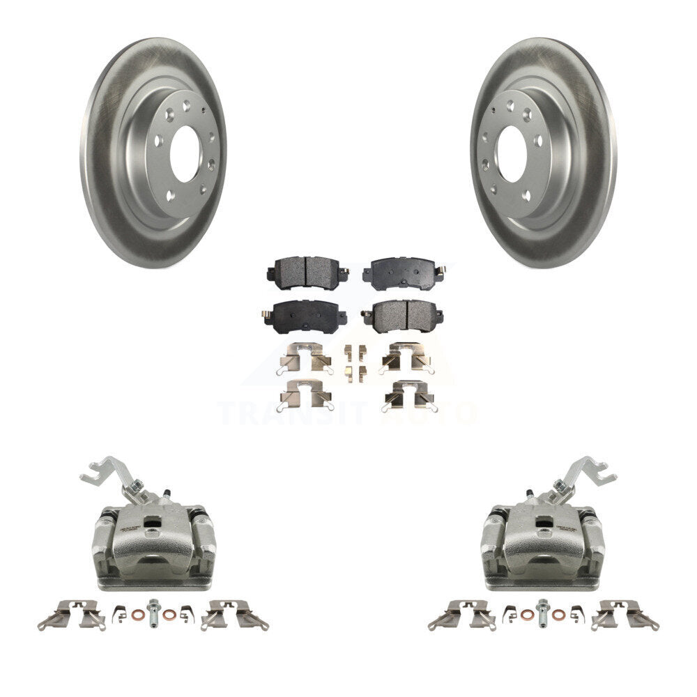 Rear Disc Brake Caliper Coated Rotors And Semi-Metallic Pad Kit For 2016-2018 Mazda CX-3 KCG-100304P