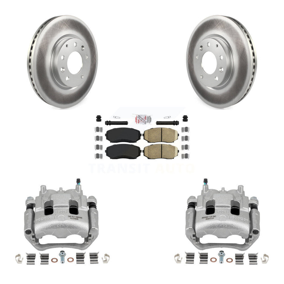 Front Disc Brake Caliper Coated Rotors And Ceramic Pads Kit For Mazda CX-7 Ford Edge KCG-100307N