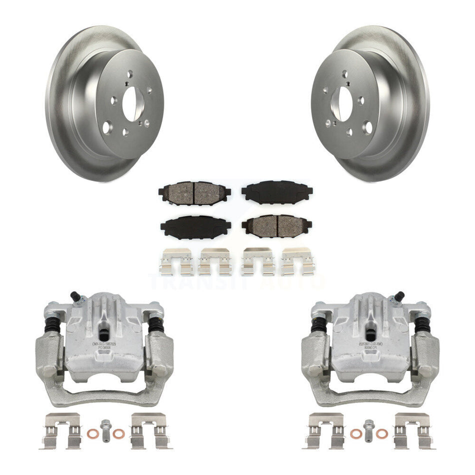 Rear Disc Brake Caliper Coat Rotors Semi-Metallic Pad Kit For Subaru Impreza Forester XV KCG-100309S