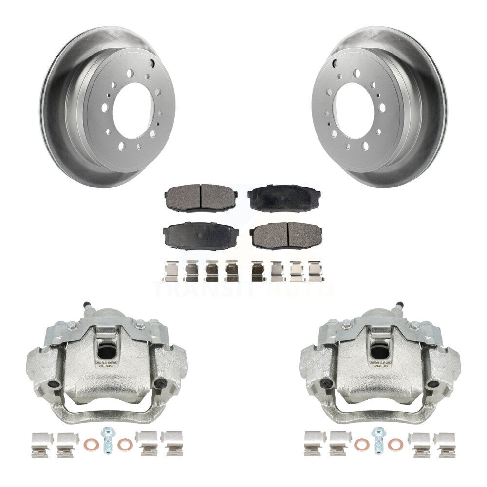 Rear Disc Brake Caliper Coated Rotors And Semi-Metallic Pads Kit For Lexus LX570 Toyota Land Cruiser KCG-100311P by Transit Auto