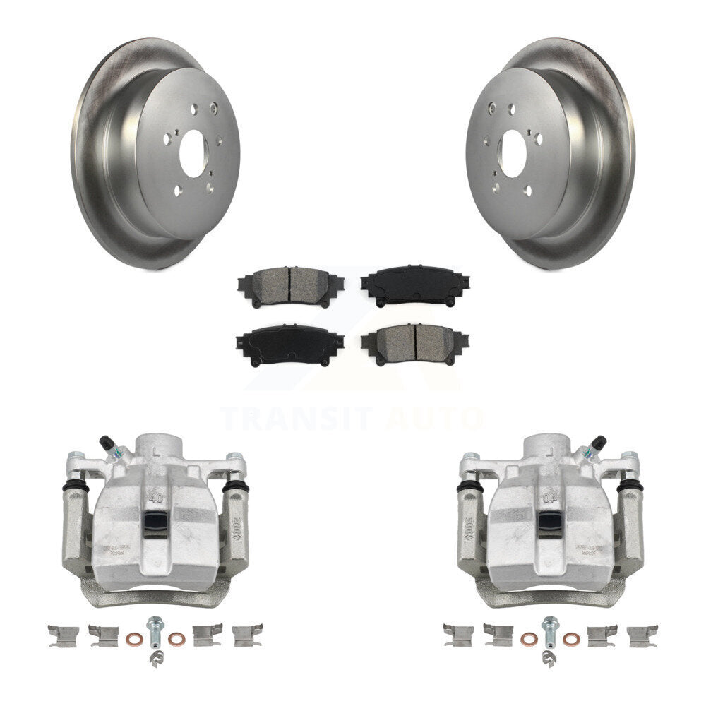 Rear Brake Caliper Coat Rotor Semi-Metallic Pad Kit For Toyota Sienna Lexus RX350 RX450h KCG-100311S