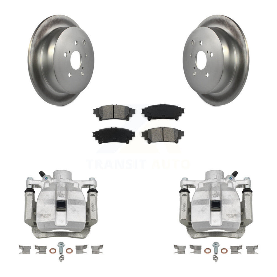 Rear Brake Caliper Coat Rotor Semi-Metallic Pad Kit For Toyota Sienna Lexus RX350 RX450h KCG-100311S