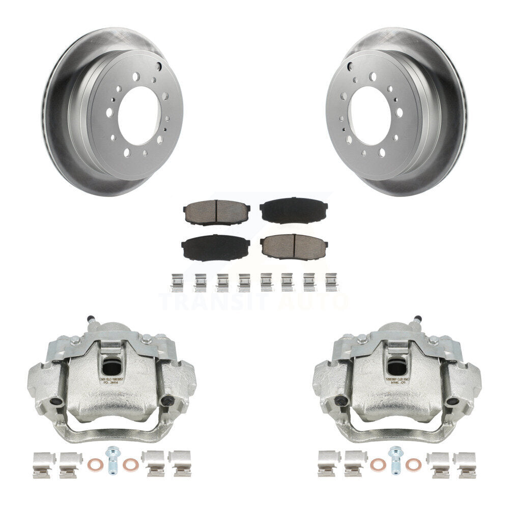 Rear Disc Brake Caliper Coated Rotors And Ceramic Pads Kit For Lexus LX570 Toyota Land Cruiser KCG-100312C by Transit Auto