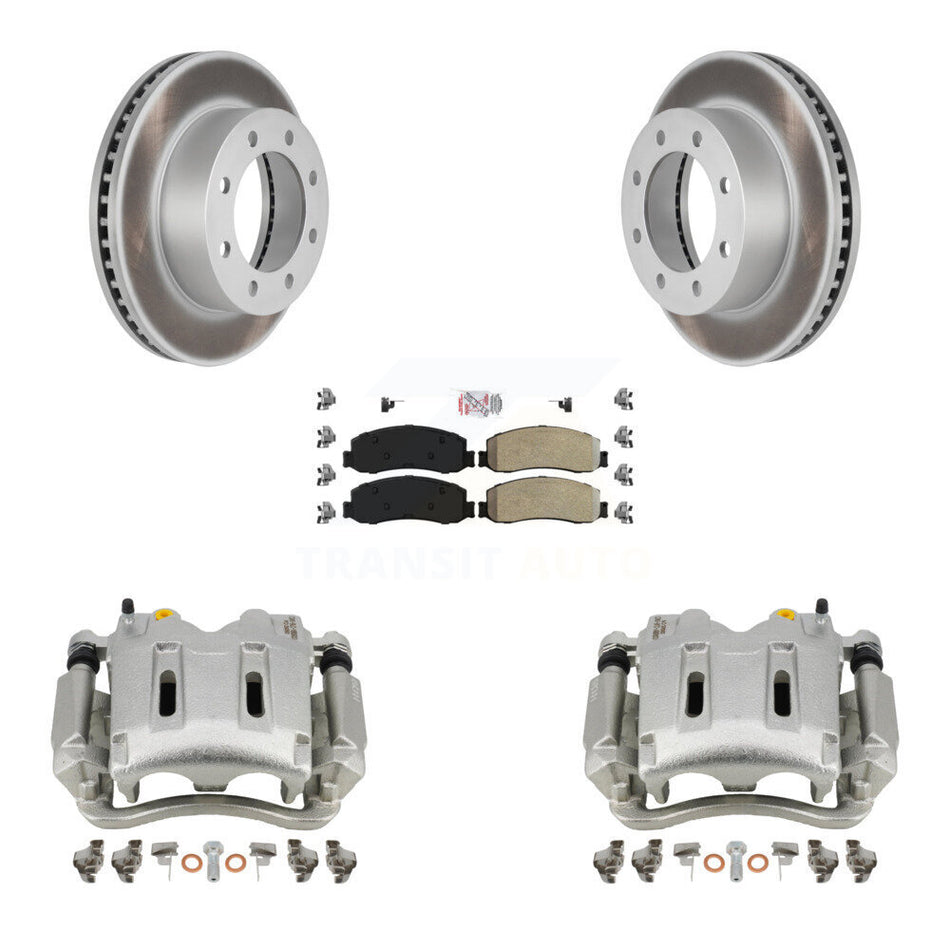 Front Disc Brake Caliper Coated Rotors And Semi-Metallic Pads Kit For Ford F-250 Super Duty F-350 With Single Rear Wheels 4WD KCG-100313N