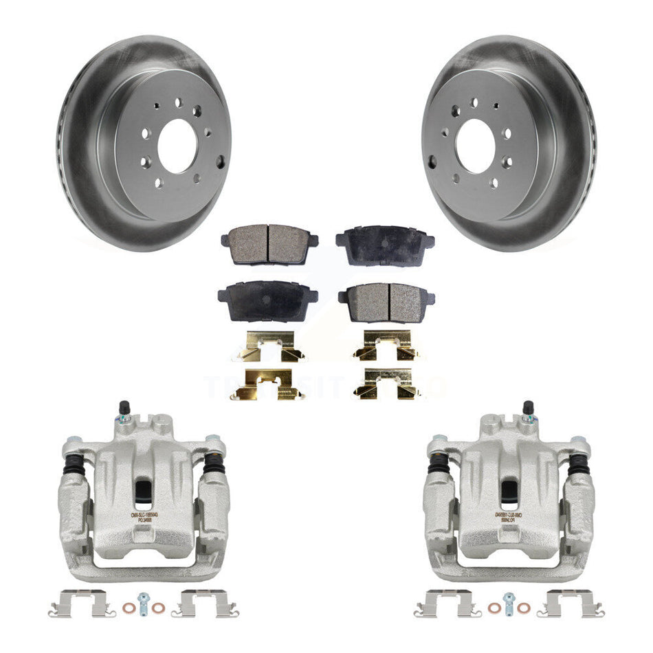 Rear Brake Caliper Coat Rotor Semi-Metallic Pad Kit For Ford Edge Mazda CX-7 Lincoln MKX KCG-100314P