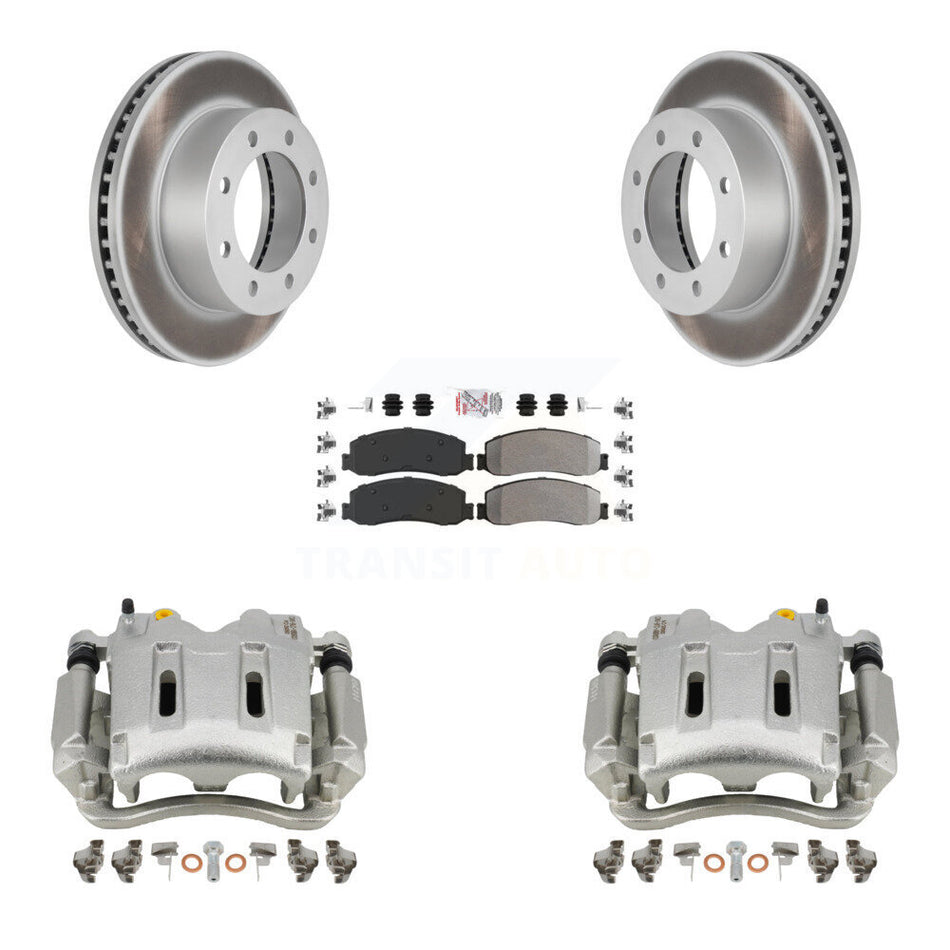 Front Disc Brake Caliper Coated Rotors And Semi-Metallic Pads Kit For Ford F-350 Super Duty F-250 4WD KCG-100315N