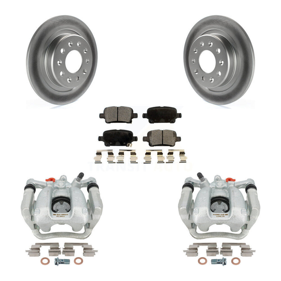 Rear Disc Brake Caliper Coated Rotors And Ceramic Pads Kit For 2018-2020 Chevrolet Equinox GMC Terrain KCG-100316T by Transit Auto