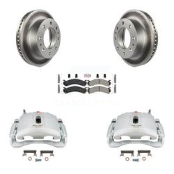 Front Disc Brake Caliper Coated Rotors And Semi-Metallic Pads Kit For Chevrolet Express 3500 GMC Silverado Savana Sierra Classic 4500 KCG-100318N