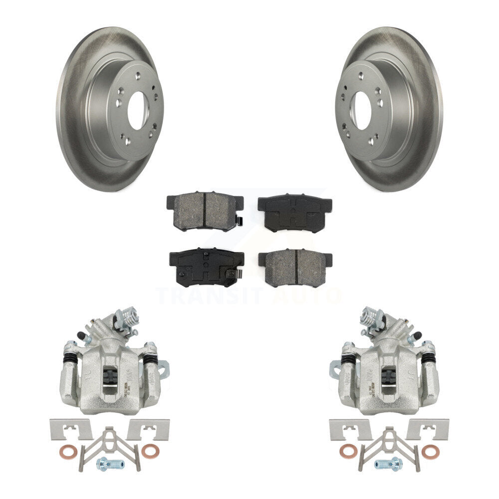 Rear Disc Brake Caliper Coated Rotors And Semi-Metallic Pads Kit For 2016-2018 Acura ILX KCG-100318S
