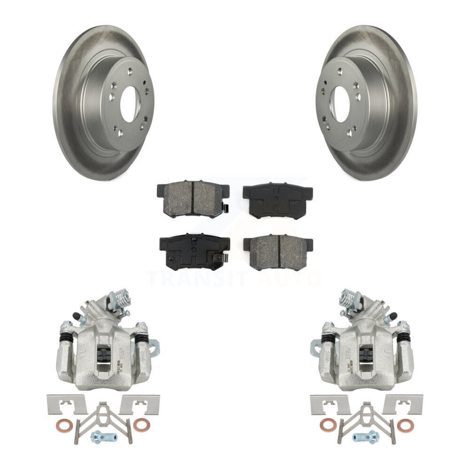 Rear Disc Brake Caliper Coated Rotors And Semi-Metallic Pads Kit For 2016-2018 Acura ILX KCG-100318S