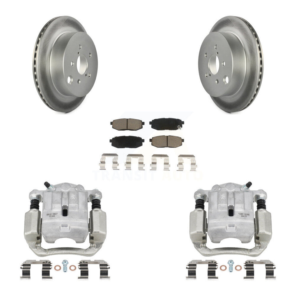 Rear Disc Brake Caliper Coat Rotors & Ceramic Pad Kit For 2014-2018 Subaru Forester 2.0L KCG-100319C