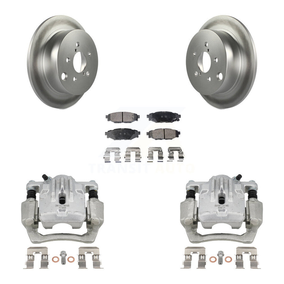 Rear Disc Brake Caliper Coat Rotors Semi-Metallic Pad Kit For Subaru Impreza Forester XV KCG-100319P