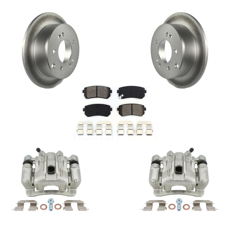Rear Disc Brake Caliper Coated Rotors And Semi-Metallic Pads Kit For Kia Forte Koup Forte5 KCG-100319S