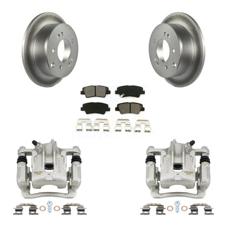 Rear Disc Brake Caliper Coated Rotors And Semi-Metallic Pads Kit For 2010-2013 Kia Soul KCG-100320S